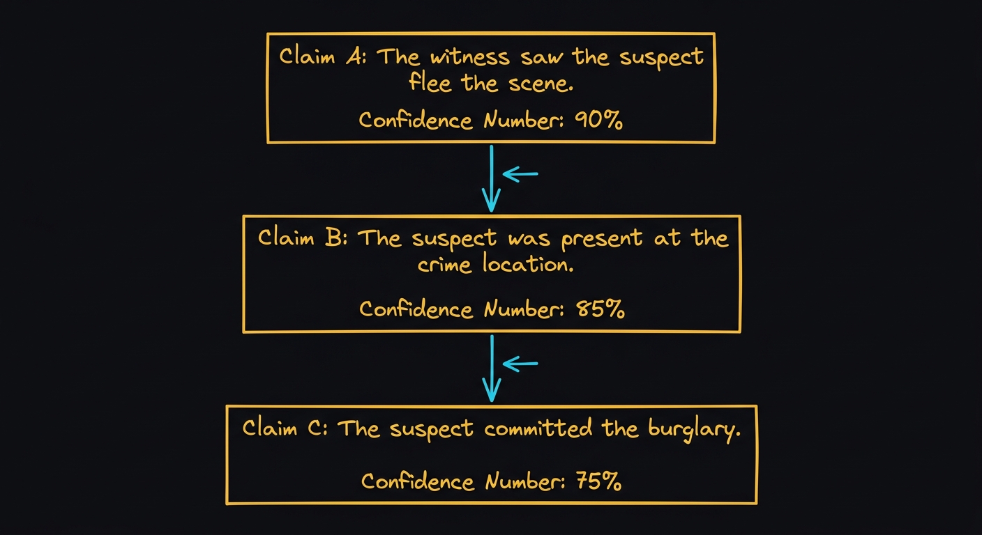 Evidence chain diagram showing causal dependencies