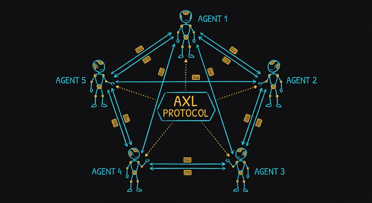 Multi-agent swarm diagram with 5 agents